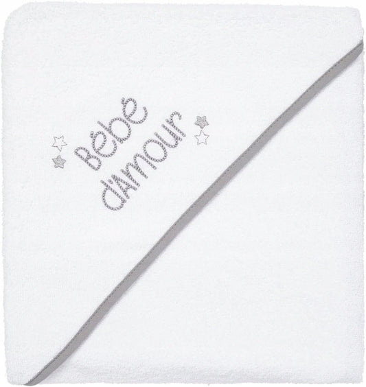BABYCALIN ręcznik okrycie kąpielowe z kapturem 100x100 cm biały, nowy, pranie 60°C