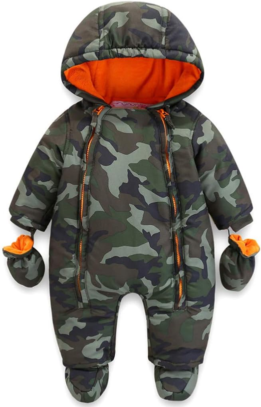 JIAMY mono de invierno con capucha 12-18 meses + guantes y botines para bebés
