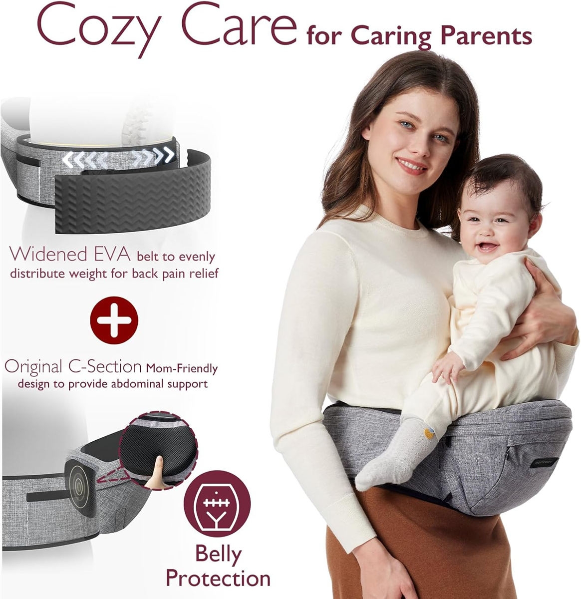 MOMCOZY portabebés de cadera hasta 20kg