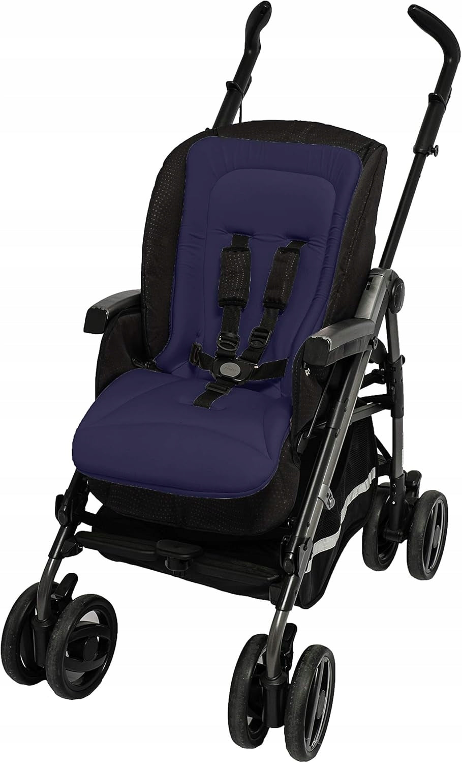 ALTABEBE uniwersalna wkładka do wózków spacerowych granatowa, używana, z 9 otworami na pasy, do wózka spacerowego