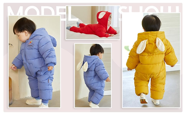 JIAMY mono de invierno con capucha y orejitas 6-12 meses