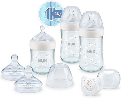 NUK Nature Sense set de 3 biberones de vidrio + chupete calmante 0+