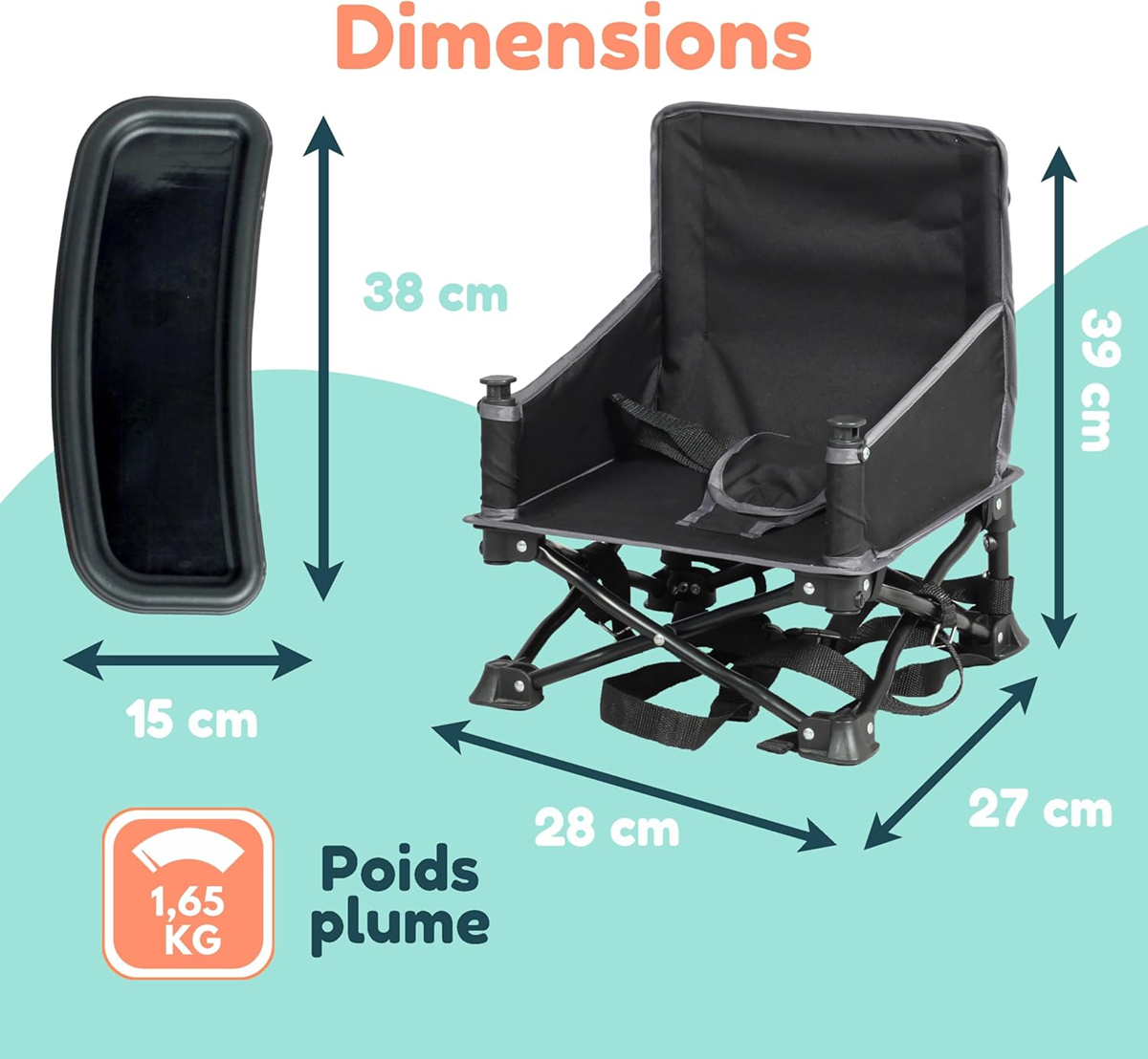 BAMBISOL silla infantil portátil con bandeja
