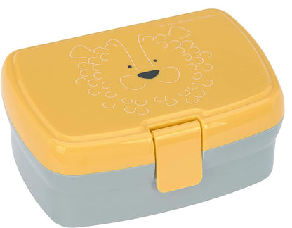 LASSIG zestaw śniadaniowy BIDON śniadaniówka żółta śniadaniówka z lwem, lunchbox i bidon dla dziecka