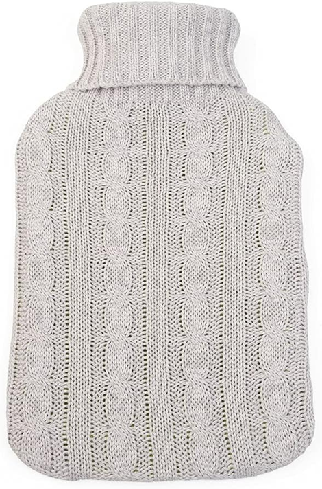 GRUNSPECHT bolsa de agua caliente de caucho natural 2 litros con funda de algodón 20 x 33 cm
