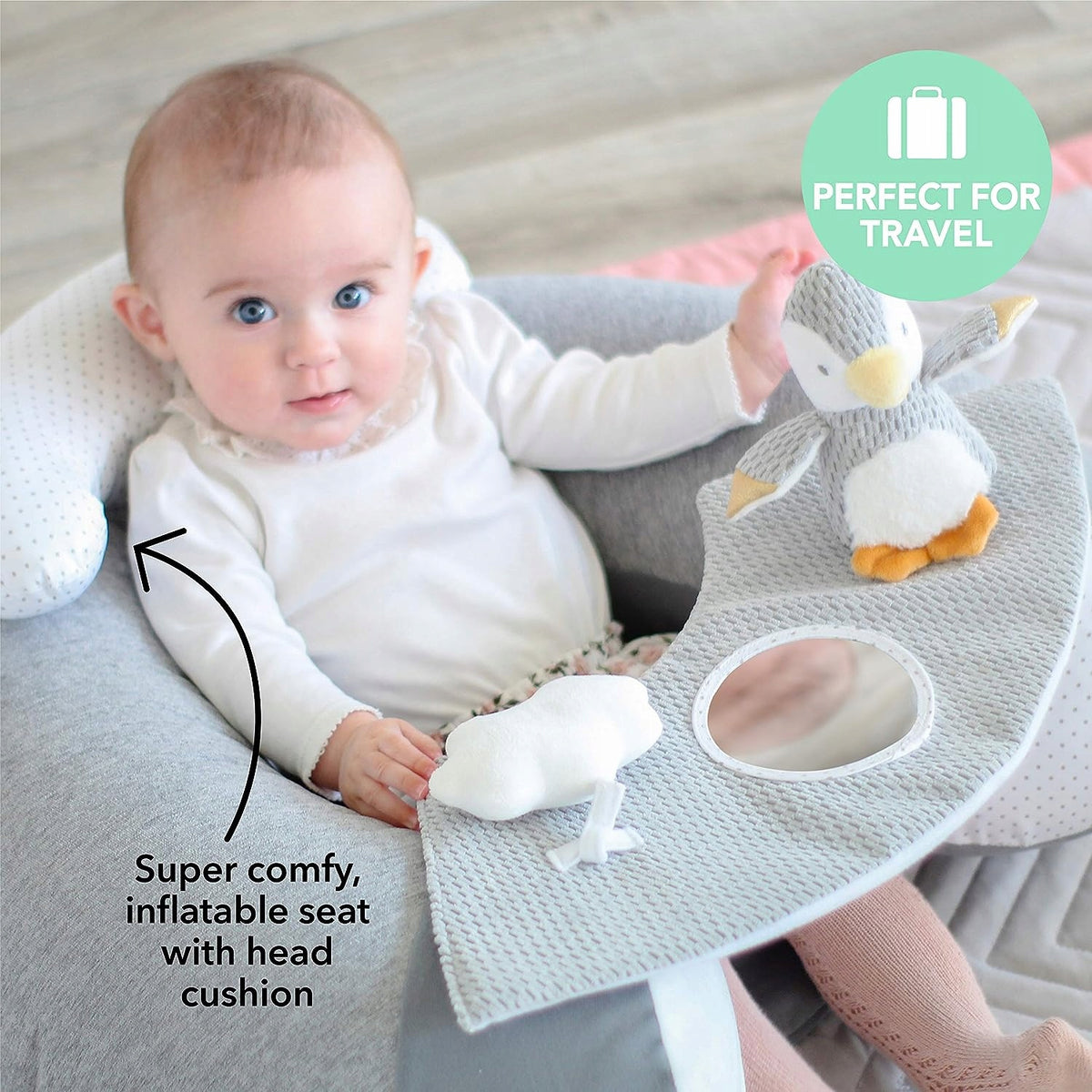 NUBY SIT-ME-UP siedzisko dla niemowląt z pingwinem, super wygodne i idealne w podróży, 6msc+