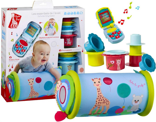 SOPHIE LA GIRAFE set de regalo rodillo teléfono vasos 10 piezas
