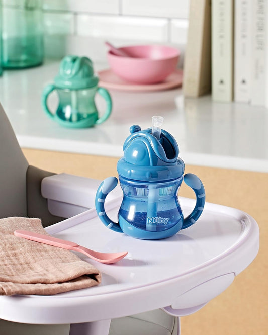 NUBY vaso antiderrame con pajita 12 m+ 270 ml