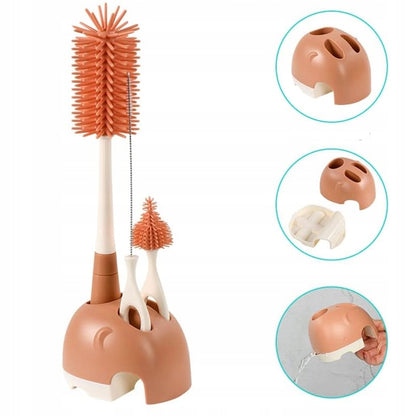 VICLOON set 3 en 1 cepillos de silicona para limpiar biberones, chupetes y pajitas 32cm