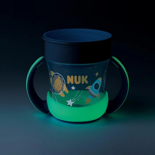 Taza mágica NUK Mini a prueba de fugas, brilla en la oscuridad, 360°, 160 ml, 6 meses+