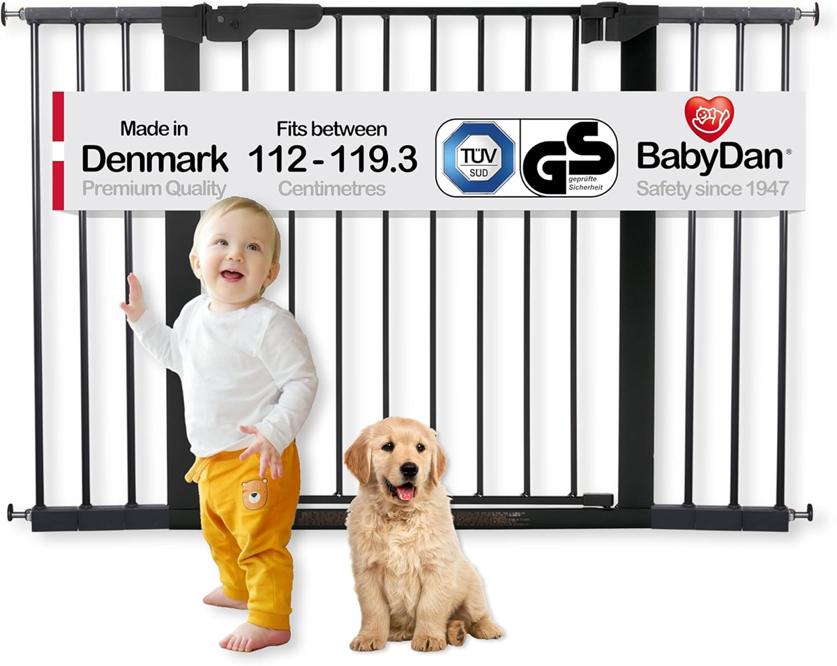 BABY DAN PREMIERE barrera de seguridad para escaleras, instalación sin taladrar, 112-119,3 cm