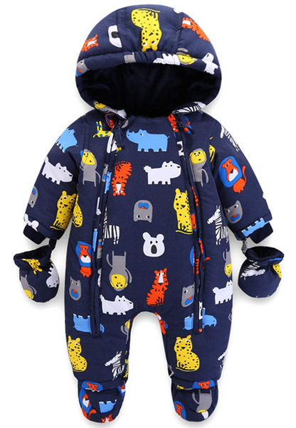 JIAMY mono de invierno con capucha 9-12 meses para bebés