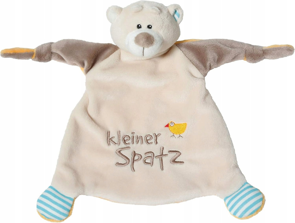 NICI komforter przytulanka miś "Mały Wróbel" 25 x 25 cm, miękki beżowo-pomarańczowy comforter dla niemowląt