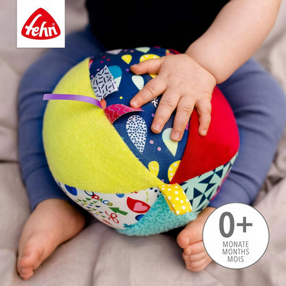 FEHN Color piłka materiałowa z dźwiękiem 16cm, kolorowa zabawka sensoryczna 0+ dla niemowląt