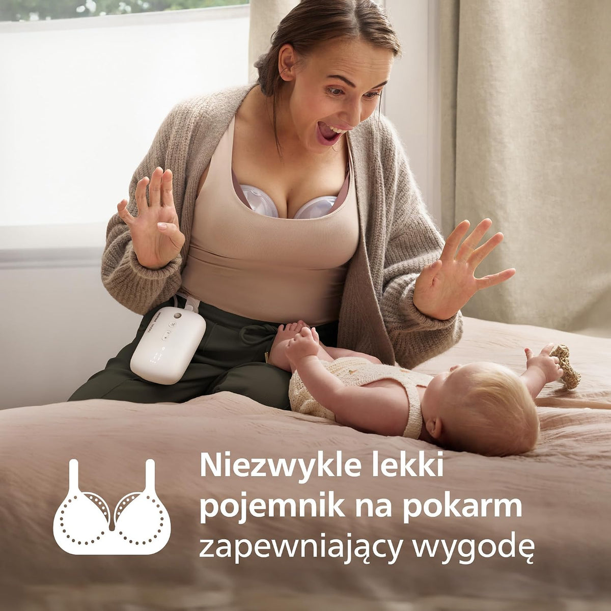 PHILIPS AVENT podwójny laktator muszlowy HANDS-FREE SCD553/11, lekki pojemnik na pokarm