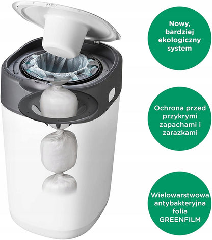 TOMMEE TIPPEE Twist&Click kosz na pieluchy, nowy ekologiczny system ochrony przed zapachami i zarazkami