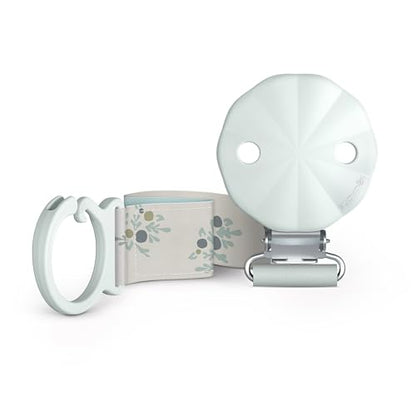 Suavinex zawieszka materiałowa do smoczka Poetry, niebieski klips do smoczka z eleganckim wzorem