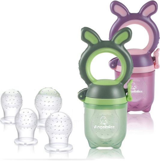 ANGELBLISS mordedor dispensador de frutas para bebés 3-12m 2 unidades 6 boquillas