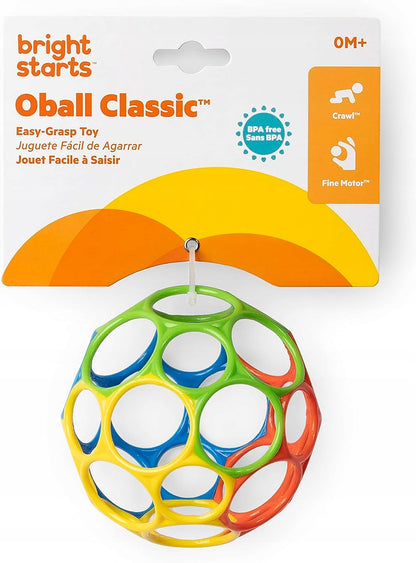 BRIGHT STARTS Oball gryzak chwytak piłka 10 cm, kolorowa piłka BPA free dla niemowląt 0+
