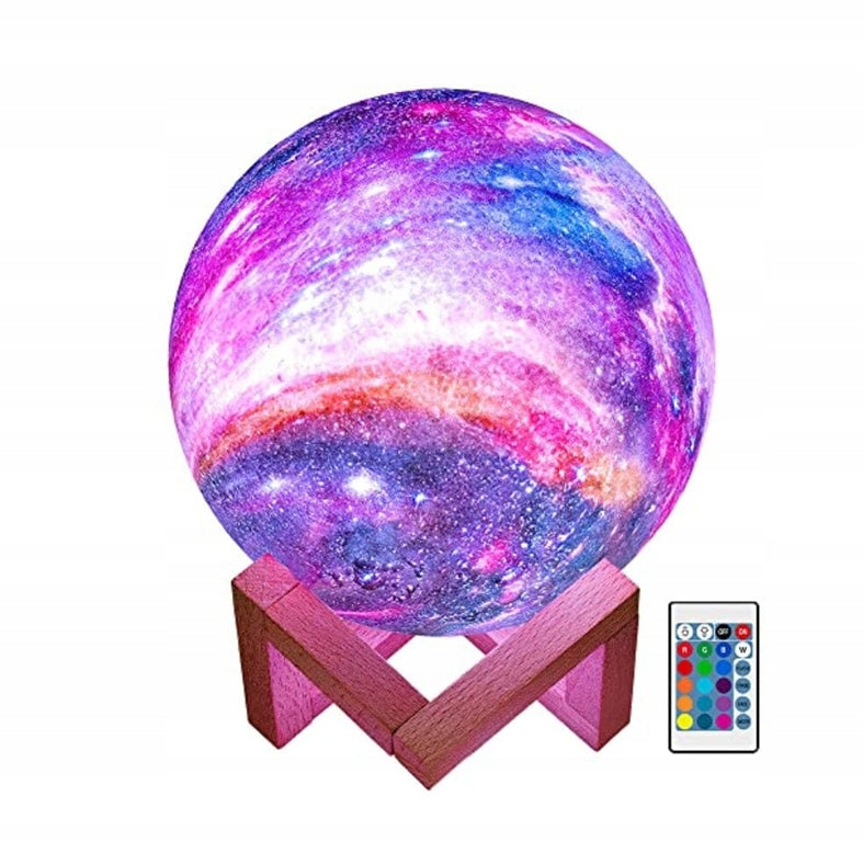 Lámpara nocturna Galaxy Luna 16 colores con mando a distancia y base LUNA