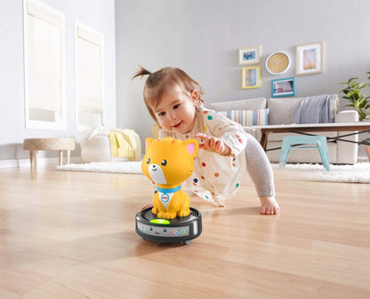FISHER-PRICE GMX70 gato montado en aspiradora robot con melodías y luces