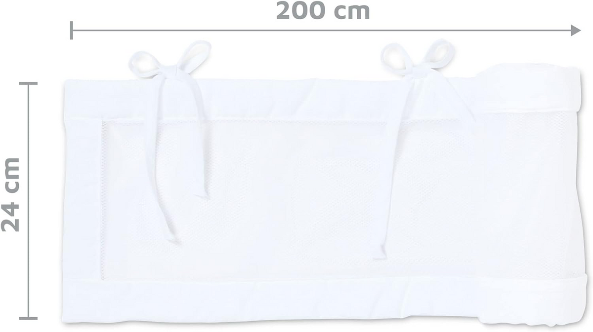 BABYBAY ochraniacz do łóżeczka 200x24 biały, przewiewny ochraniacz siatkowy do łóżeczka niemowlęcego
