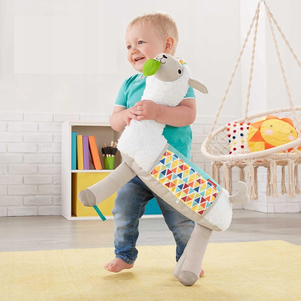 FISHER-PRICE GLK39 Lama do zabawy na brzuszku 34 x 45 cm, miękka przytulanka do zabawy 0+