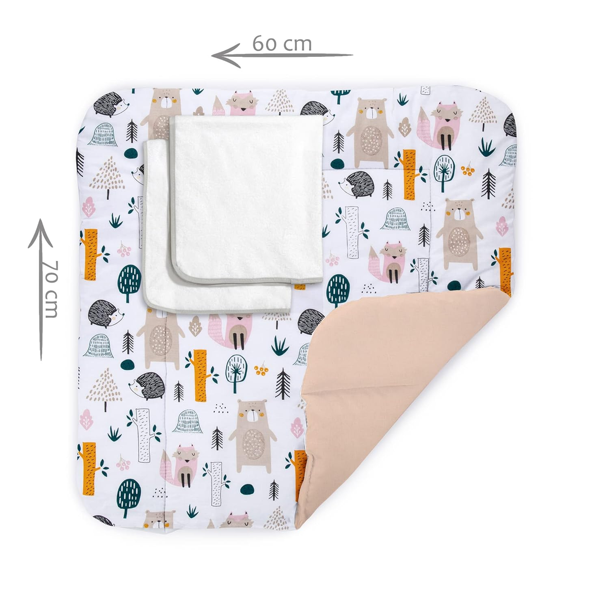 BALBINA alfombrilla suave para cambiador con funda intercambiable 70x60