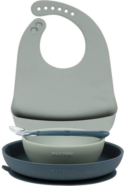 NATTOU set de vajilla de silicona con ventosa, 4 piezas