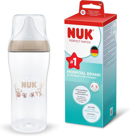 NUK Perfect Match butelka antykolkowa 360 ml 8m+ z systemem antykolkowym i wskaźnikiem Temperature Control, wzór Tęcza