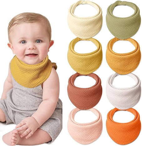 LULU MOON baberos bandana de muselina con broche 0-36 meses x8