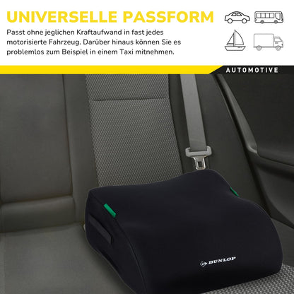 DUNLOP Car Booster fotelik samochodowy podwyższający 135-150 cm, uniwersalny czarny, montaż pasami bezpieczeństwa