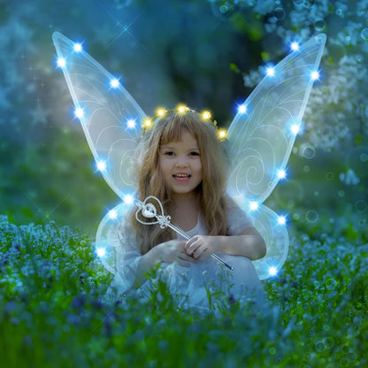 FORMIZON alas de hada con luces LED + varita, corona y orejas 46 x 65 cm