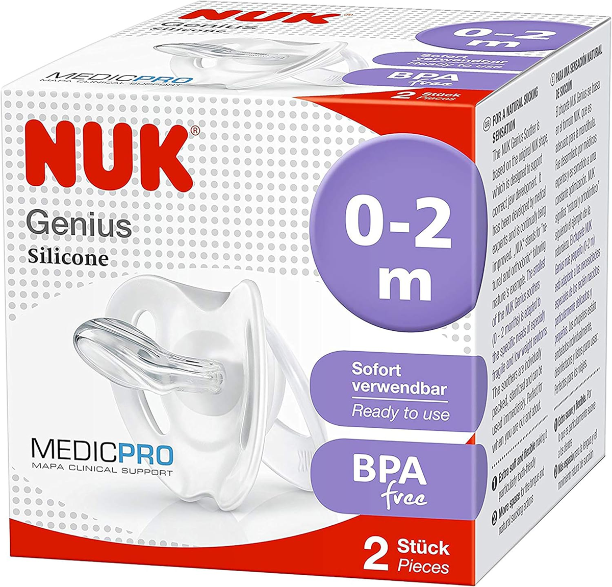 NUK Genius Medic Pro chupete calmante x2 0-2 meses