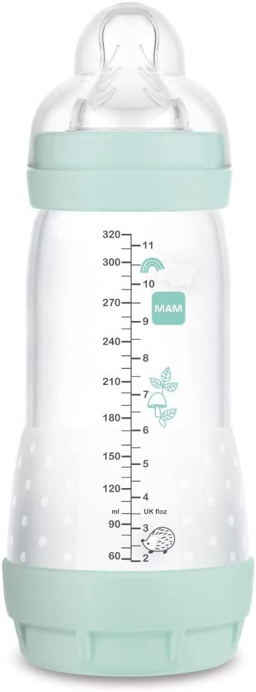 MAM Easy Start butelka antykolkowa 320ML, butelka antykolkowa z silikonowym smoczkiem 3 i wentylowaną podstawą