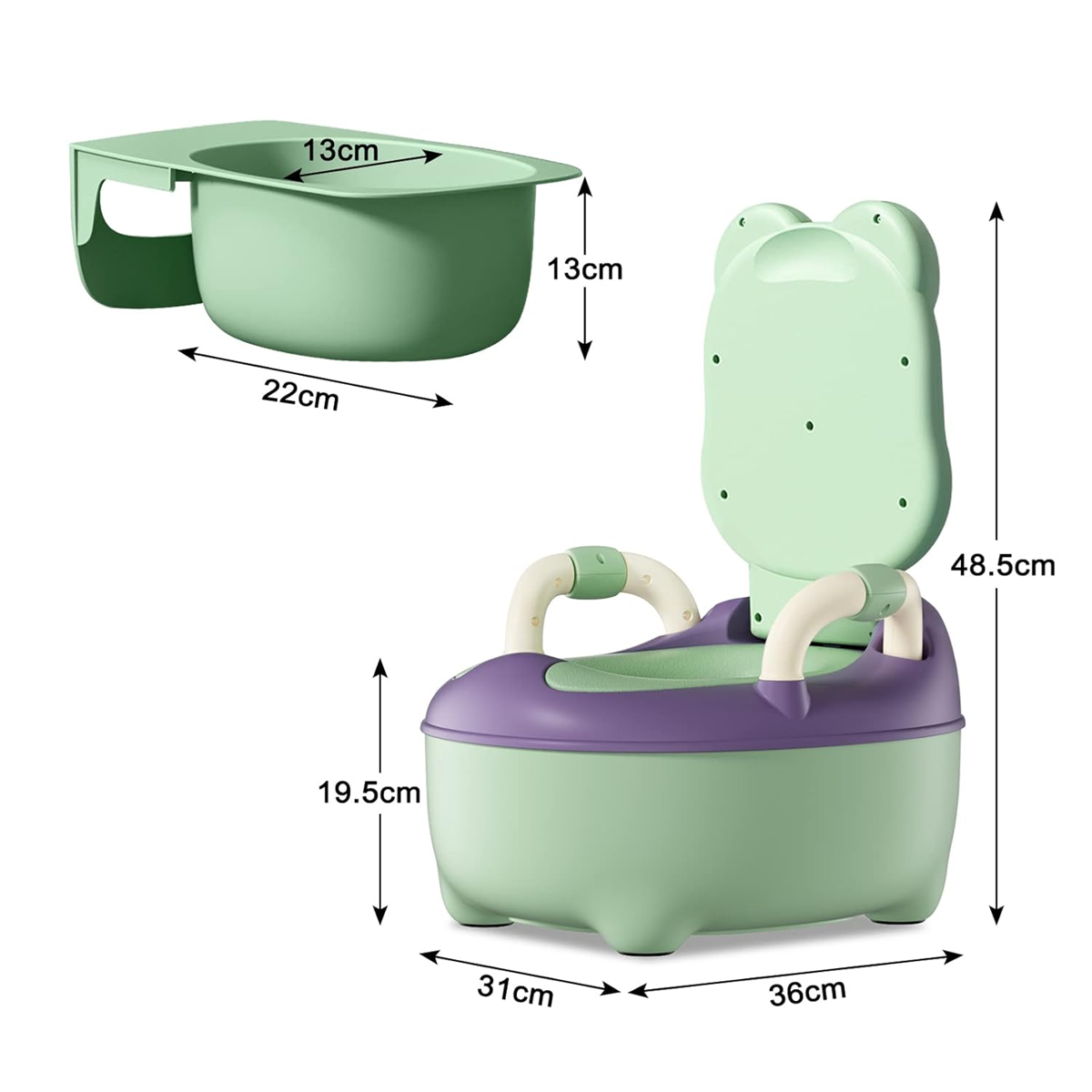 Orinal con tapa y recipiente extraíble diseño Dinosaurio para bebés AUFUN