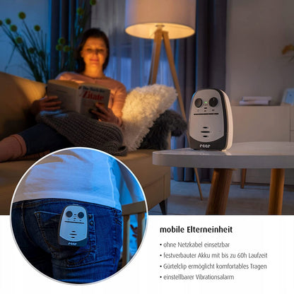 REER Cosmo niania elektroniczna cyfrowa 600m, cyfrowa niania z mobilną jednostką rodzica i alarmem wibracyjnym