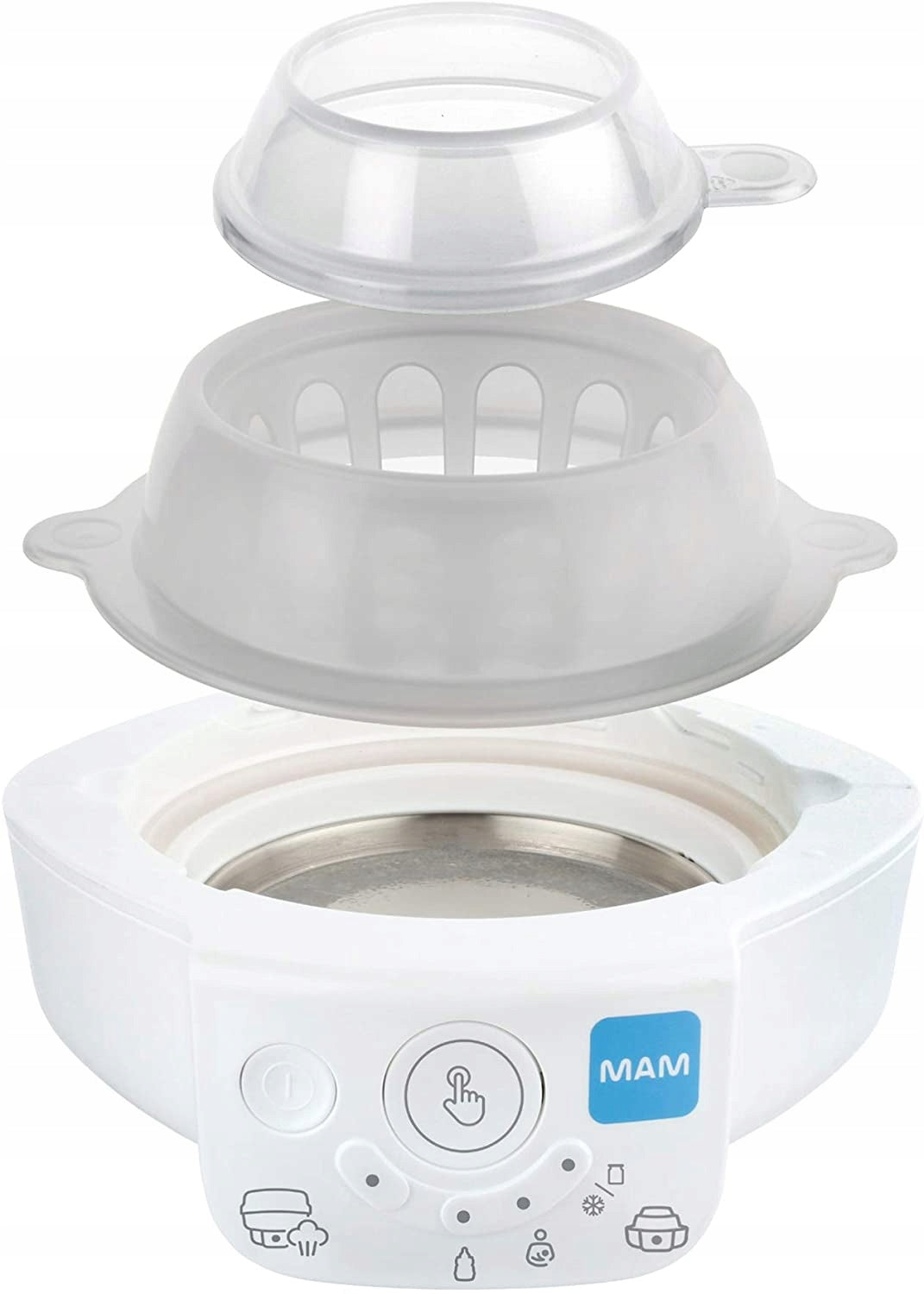 MAM sterylizator podgrzewacz 6w1 + butelka, elektryczny biało-szary z butelką Easy Start 160 ml