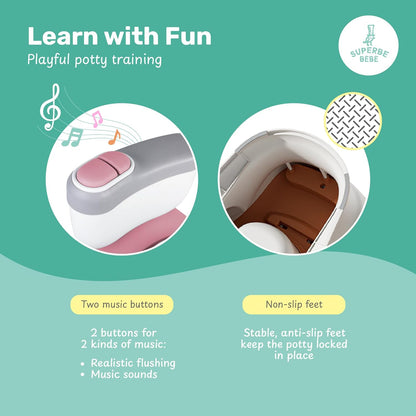 SUPERBE BEBE orinal con compartimento para papel higiénico + SONIDO