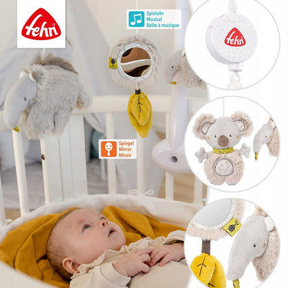 FEHN Australia KARUZELA do łóżeczka z koalą, pozytywką i lusterkiem, wielokolorowa, 0-5 m