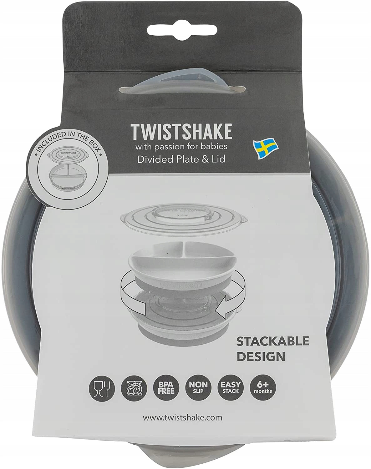 TWISTSHAKE mata CLICK MAT MINI szara silikonowa mata do talerzyka dla dzieci, 23,5 x 38 cm