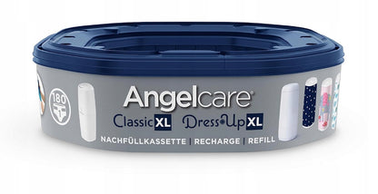ANGELCARE Classic XL kosz na zużyte pieluchy + wkład Dress Up, biały, wkład na 180 pieluch