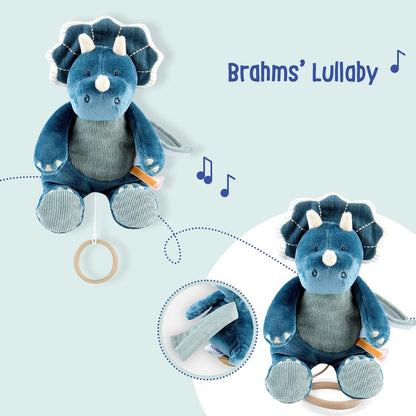 NOUKIE'S peluche con caja de música "Canción de cuna de Brahms" TRICERATOPS 20 cm
