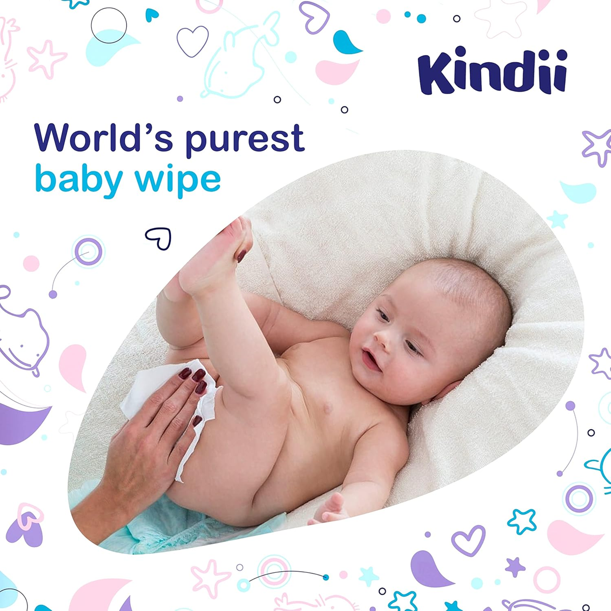 KINDII Pure Water 99 toallitas húmedas con agua x60 unidades
