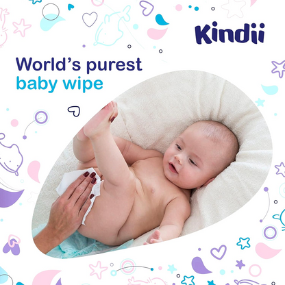 KINDII Pure Water 99 toallitas húmedas con agua x60 unidades