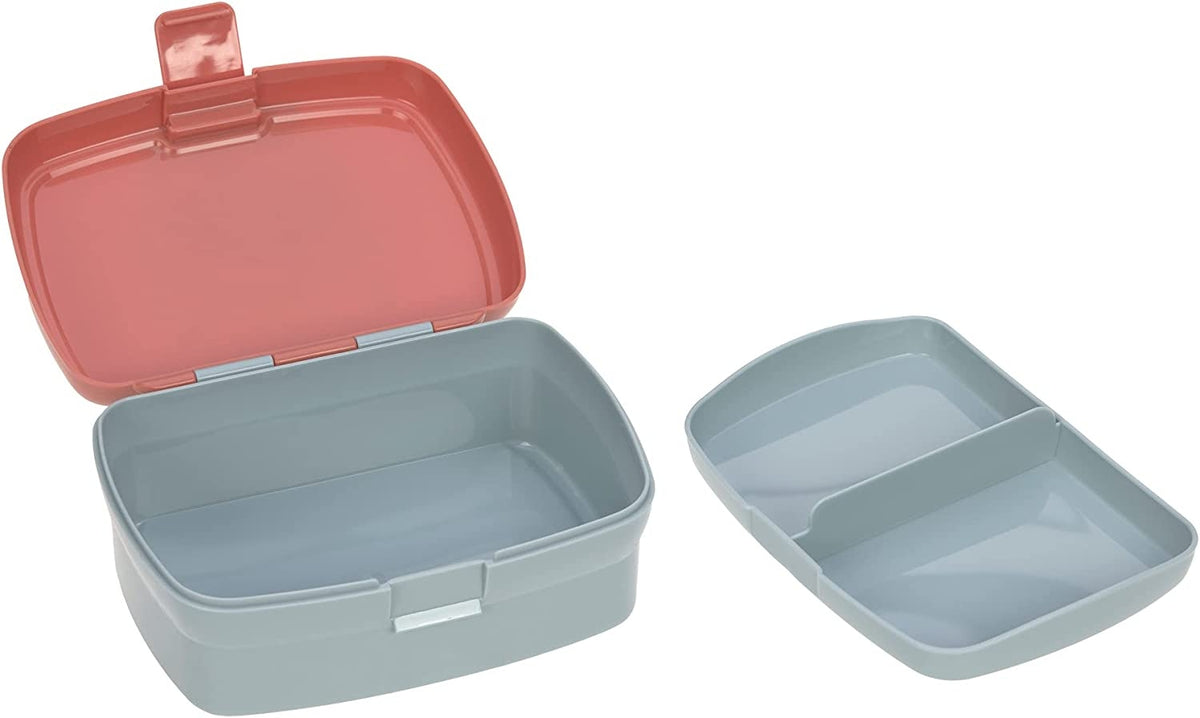 LASSIG zestaw śniadaniowy BIDON śniadaniówka czerwony lunchbox z lisem, przegródką i wyjmowanym pojemnikiem