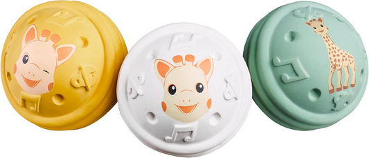 JIRAFA SOPHIE set de 3 pelotas musicales 3m+ para bebés
