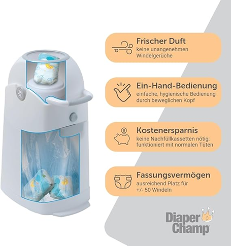 DIAPER CHAMP cubo para pañales y bolsas de basura +/-50 pañales