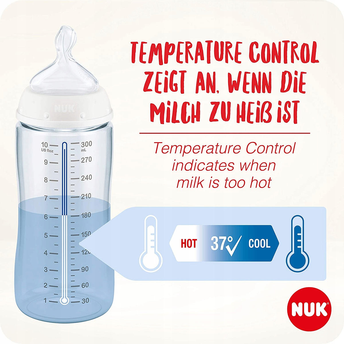NUK NIGHT set de biberones 2x300 ml control de temperatura