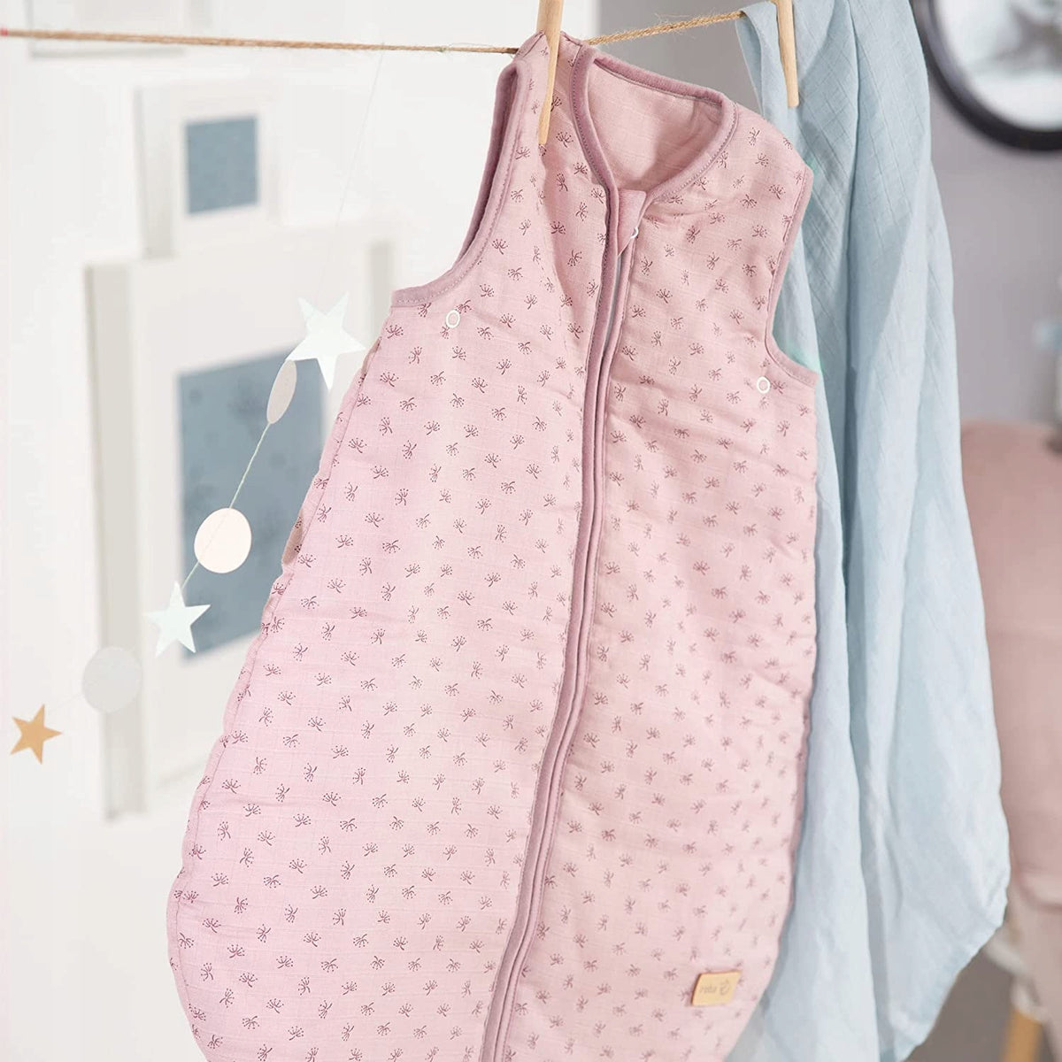 ROBA śpiworek do spania 110cm muślin GOTS, różowy śpiwór dziecięcy z bawełny organicznej